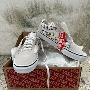 VANS POPPY FLOWER Cream Floral Old Skool Sneakers NEW WITH BOX SIZE 9 WOMANS